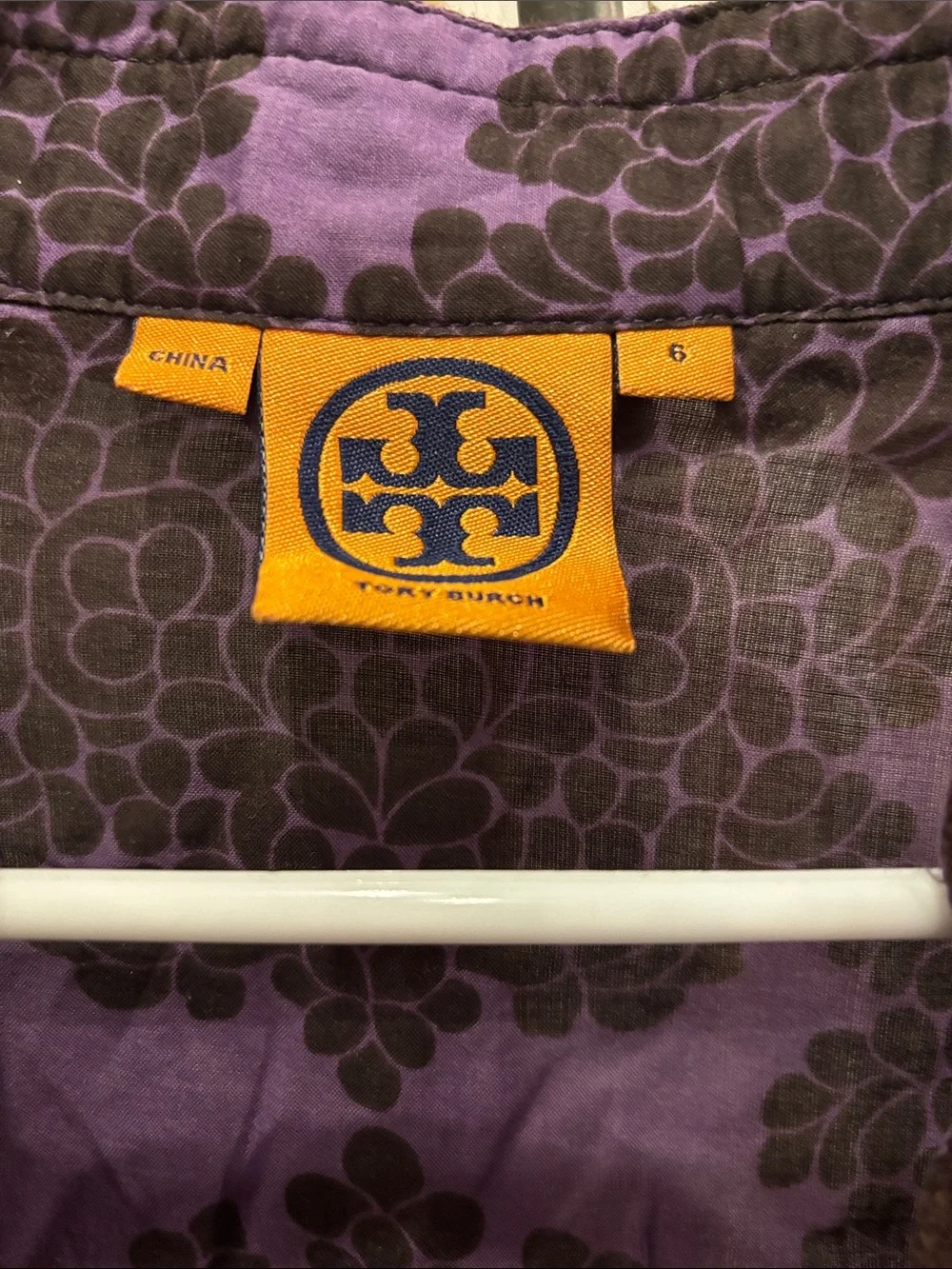 Tory Burch Purple and Brown Floral V-Neck Tunic ptp 18